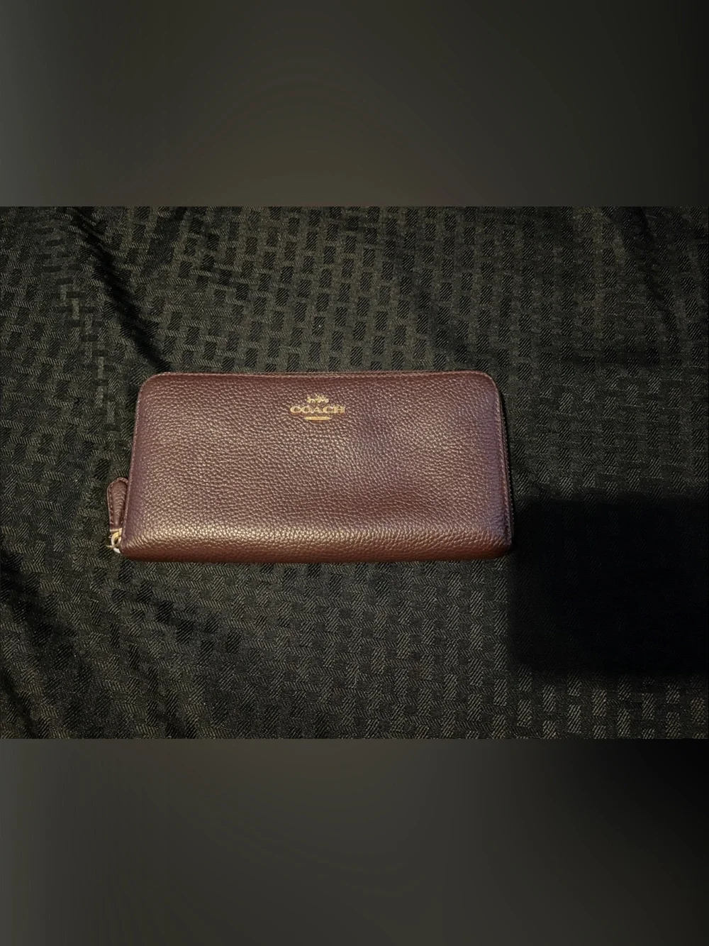 Coach Pebbled Zip Around Wallet — Plum/ like new